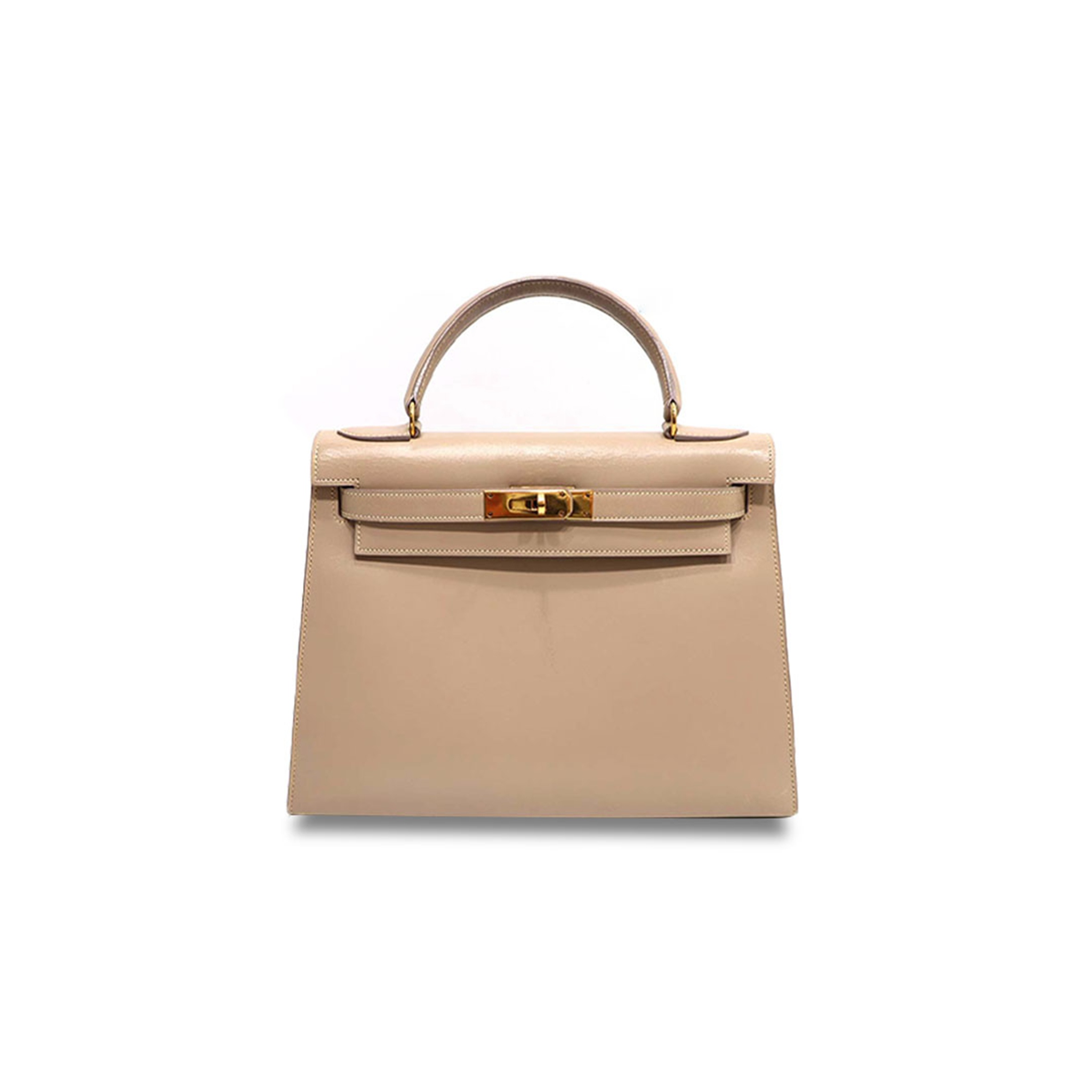 H**mes master kelly 28 box trench coat grey gold buttons (28*22*10cm)